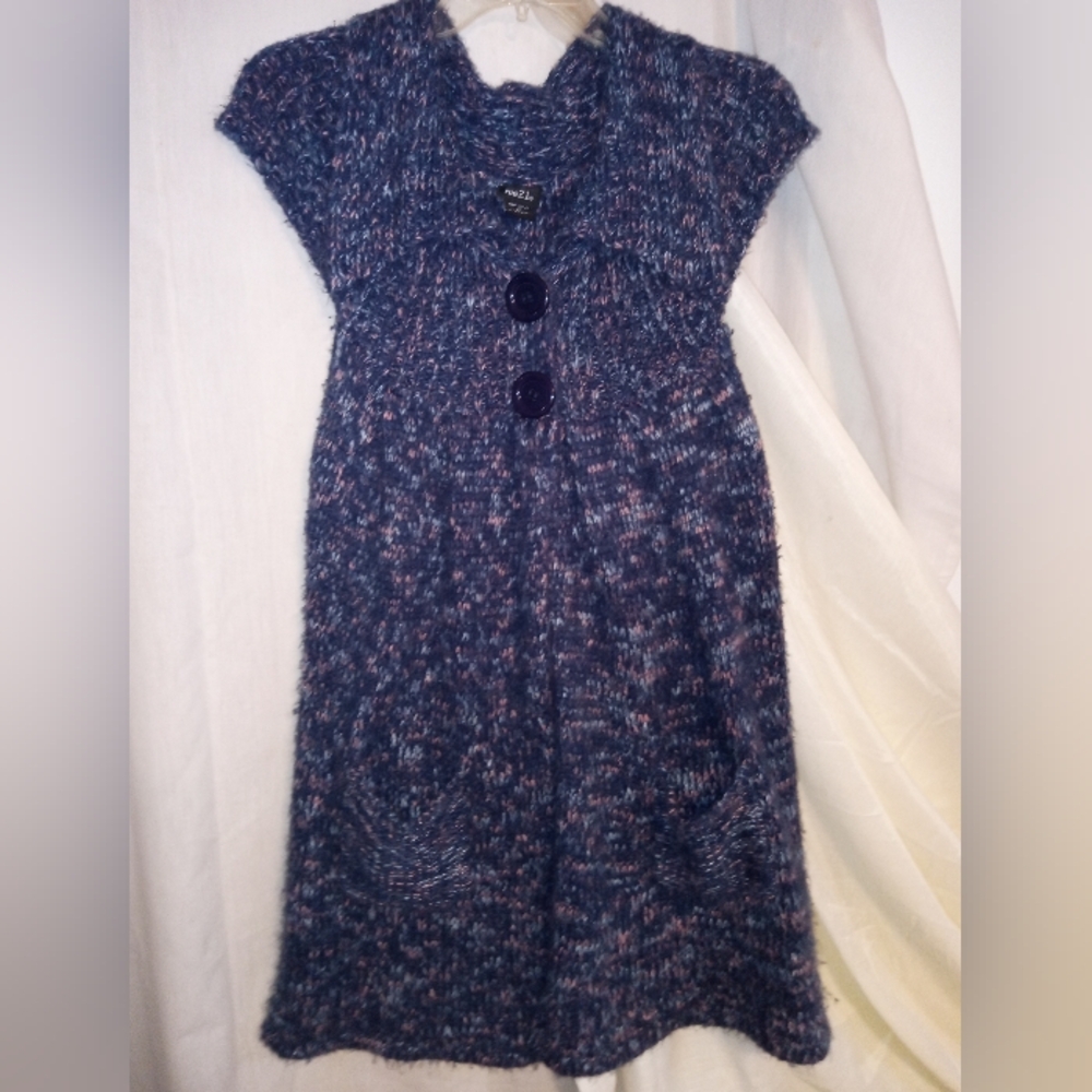 Rue 21 Women's Sleeveless Collared Blue Sweater XL Cute Goth Cottage Core